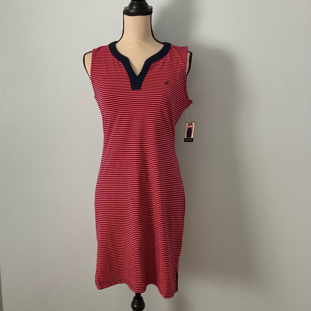 Nautica Women's Stripes Sleeveless V-Neck Dress